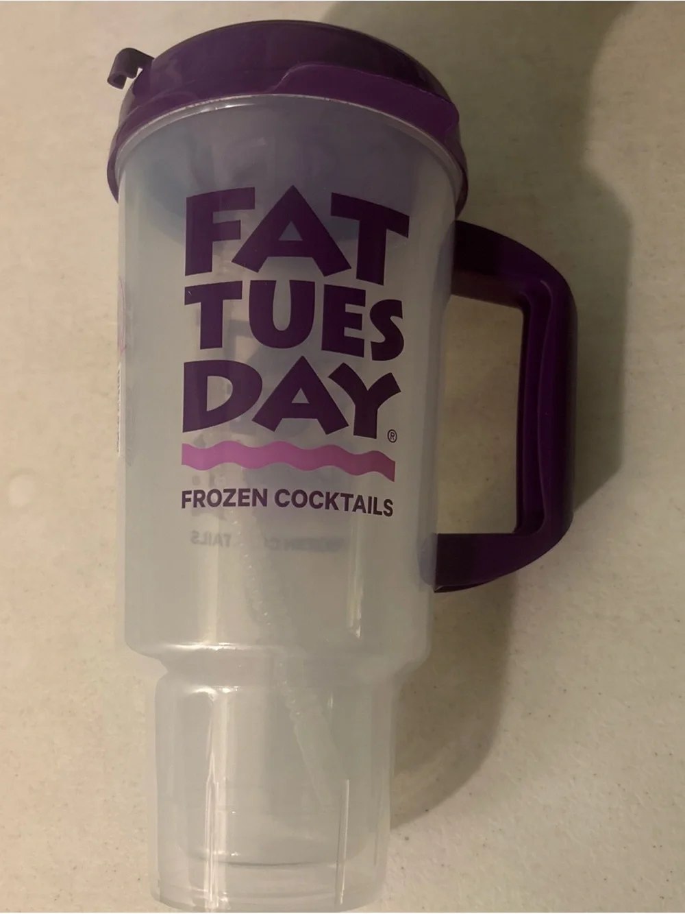 Fat Tuesday Frozen Cocktails Plastic Double Wall Mug With Handle Purple